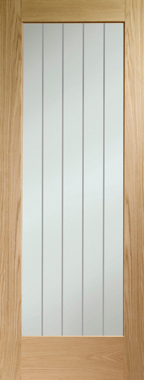 Suffolk P10 Internal Oak Fire Door with Clear Etched Glass