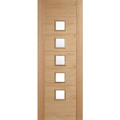 Oak Carini 5 Clear Light Panel Un-Finished Internal Door - All Sizes-LPD Doors-Ultra Building Supplies