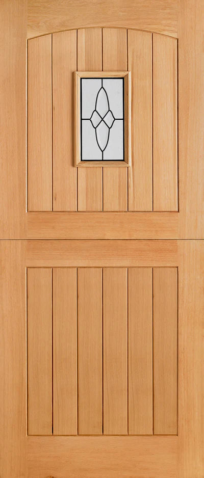 Cottage Stable Oak Unfinished 1 Double Glazed Lead Light Panel External Door - All Sizes
