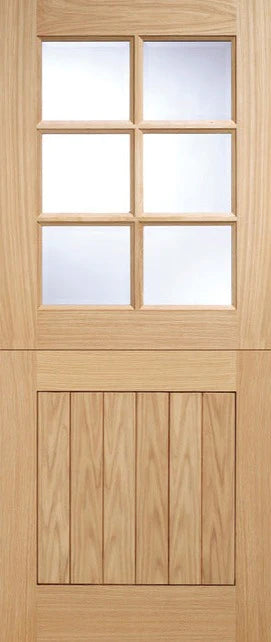 Cottage Stable Oak Unfinished 6 Double Glazed Clear Light Panels External Door - All Sizes