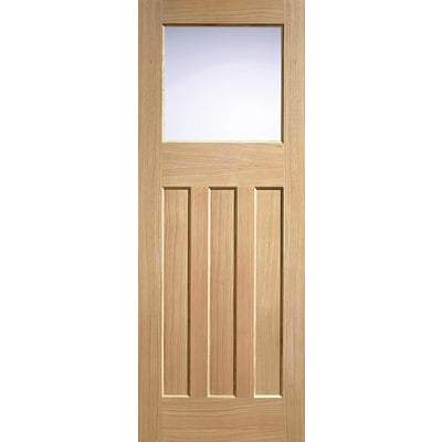 Oak DX 30's Style - 1 Glazed Frosted Glass Light Panel Un-Finished Internal Door - All Sizes-LPD Doors-Ultra Building Supplies