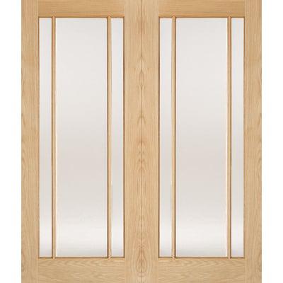 Oak Lincoln 3 Glazed Clear Light Panel Un-Finished Internal French Doors - All Sizes-LPD Doors-Ultra Building Supplies