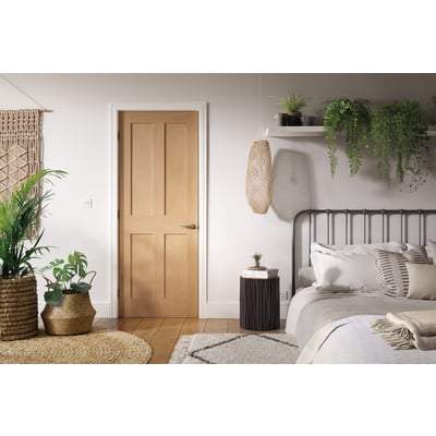 Oak London 4 Panel Un-Finished Internal Fire Door FD30 - All Sizes-LPD Doors-Ultra Building Supplies