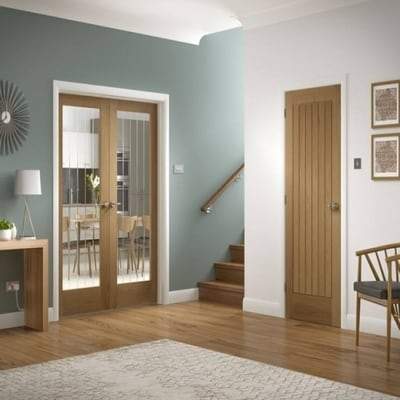 Oak Mexicano Glazed Door Pair Un-Finished Internal Door - All Sizes-LPD Doors-Ultra Building Supplies