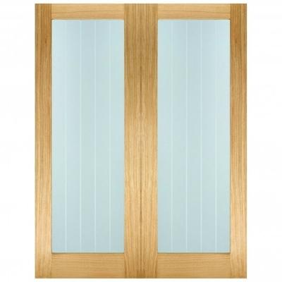 Oak Mexicano Glazed Door Pair Un-Finished Internal Door - All Sizes-LPD Doors-Ultra Building Supplies