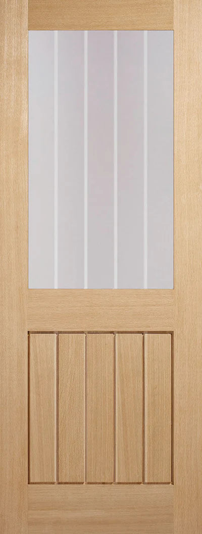 Oak Mexicano Half Light With Silkscreen Un-Finished Internal Door - All Sizes