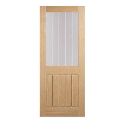 Oak Mexicano Half Light Glazed With Silkscreen Un-Finished Internal Fire Door FD30 - All Sizes-LPD Doors-Ultra Building Supplies