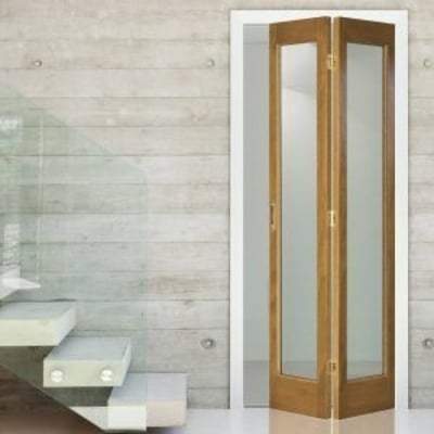 Oak Pattern 10 - Bi-Fold x 2 Glazed Clear Light Panels Un-Finished Internal Door - All Sizes-LPD Doors-Ultra Building Supplies