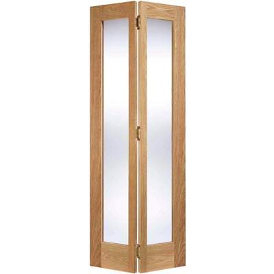 Oak Pattern 10 - Bi-Fold x 2 Glazed Clear Light Panels Un-Finished Internal Door - All Sizes-LPD Doors-Ultra Building Supplies