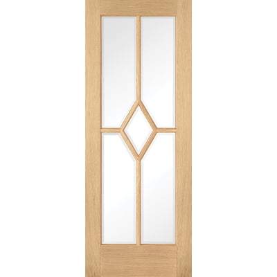 Oak Reims 5 Glazed Clear Panels (Diamond) Pre-Finished Internal Door - All Sizes-LPD Doors-Ultra Building Supplies