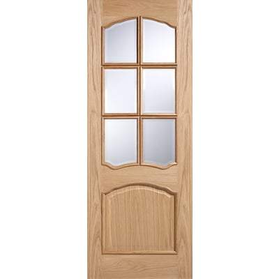 Oak Riviera RM2S 6 Glazed Clear Light Panels Un-Finished Internal Door - All Sizes-LPD Doors-Ultra Building Supplies