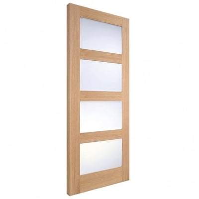 Oak Shaker 4 Clear Light Panel Un-Finished Internal Door - All Sizes-LPD Doors-Ultra Building Supplies