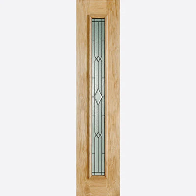 Universal Oak Unfinished 1 Double Glazed Lead Panel External Door Sidelight - 2057mm x 457mm