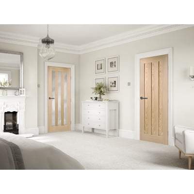 Oak Utah 3 Clear Light Panel Un-Finished Internal Door - All Sizes-LPD Doors-Ultra Building Supplies