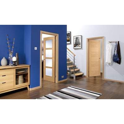 Oak Vancouver 4 Light Clear Glazed Pre-Finished Internal Fire Door FD30 - All Sizes-LPD Doors-Ultra Building Supplies