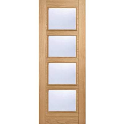Oak Vancouver 4 Light Clear Glazed Pre-Finished Internal Fire Door FD30 - All Sizes-LPD Doors-Ultra Building Supplies