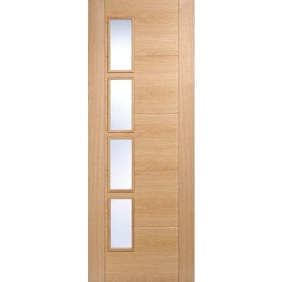 Oak Vancouver 4 Light Panel Offset Pre-Finished Internal Door - All Sizes-LPD Doors-Ultra Building Supplies