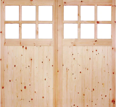 Redwood 12 Glazed Flemish Light Panels Pair Garage Doors - All Sizes