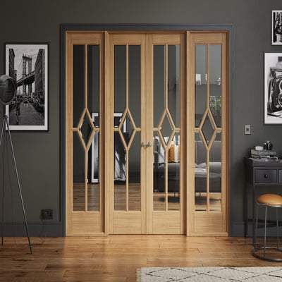 Reims Oak Pre-Finished 20 Glazed Clear Light Panels Interior Room Divider - 2031mm x 2478mm-LPD Doors-Ultra Building Supplies