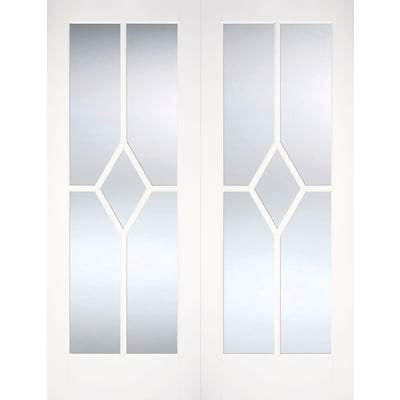 Reims White Glazed Clear Pair Primed Interior Doors - All Sizes-LPD Doors-Ultra Building Supplies