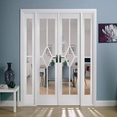 Reims White Primed 14 Glazed Clear Bevelled Light Panels Interior Room Divider - 2031mm - 1904mm-LPD Doors-Ultra Building Supplies