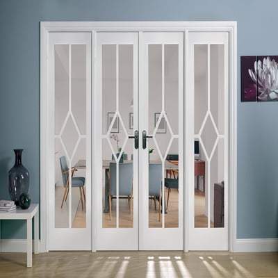 Reims White Primed 20 Glazed Clear Bevelled Light Panels Interior Room Divider - 2031mm - 2478mm-LPD Doors-Ultra Building Supplies