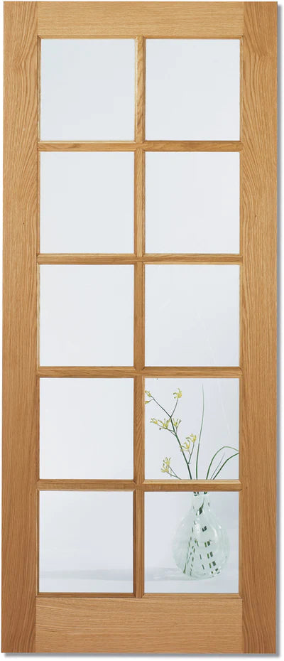 Oak SA 10 Glazed Clear Light Panels Un-Finished Internal Door - All Sizes