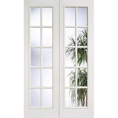 SA Moulded White Primed 10 Glazed Clear Light Panels Pair Interior Doors - 1981mm x 1168mm-LPD Doors-Ultra Building Supplies