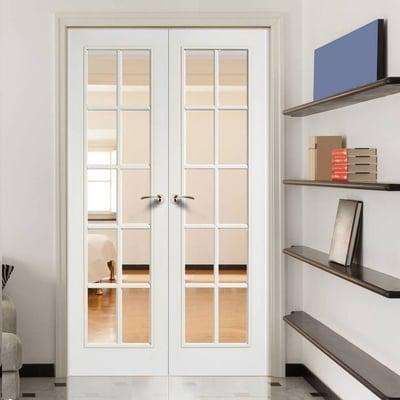 SA Moulded White Primed 10 Glazed Clear Light Panels Pair Interior Doors - 1981mm x 1168mm-LPD Doors-Ultra Building Supplies