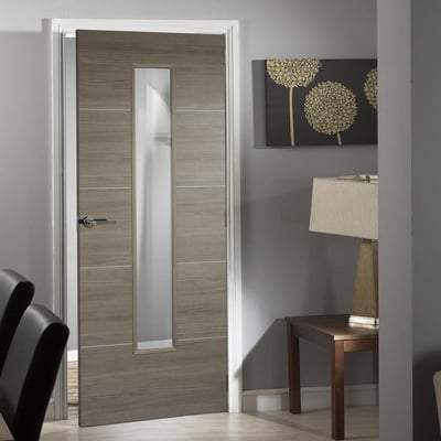 Santandor Light Grey Laminated 1 Glazed Clear Light Panel Interior Door - All Sizes-LPD Doors-Ultra Building Supplies
