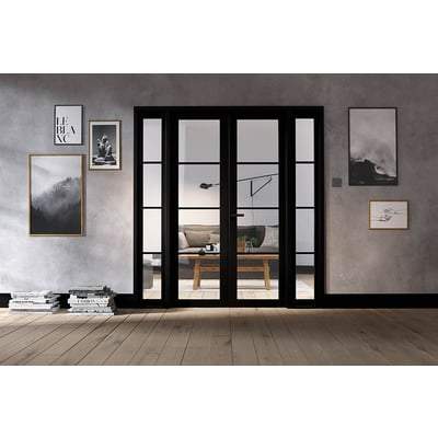 Soho Black Primed 16 Glazed Clear Light Panels Interior Room Divider - 2031mm x 1904mm-LPD Doors-Ultra Building Supplies
