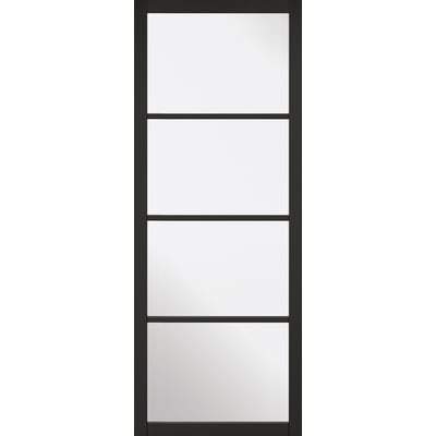 Soho Black Primed 4 Glazed Clear Light Panels Interior Door - All Sizes-LPD Doors-Ultra Building Supplies