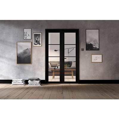 Soho Black Primed 8 Glazed Clear Light Panels Interior Room Divider - 2031mm x 1246mm-LPD Doors-Ultra Building Supplies