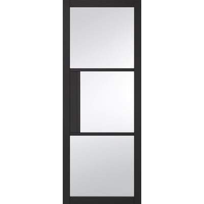 Tribeca Black Primed 3 Glazed Clear Light Panels Interior Door - All Sizes-LPD Doors-Ultra Building Supplies