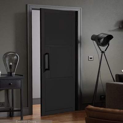 Tribeca Black Primed Panelled Interior Door - All Sizes-LPD Doors-Ultra Building Supplies