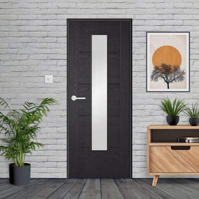 Vancouver Black Ash Pre-Finished Laminate 1 Glazed Clear Light Panel Interior Door - All Sizes-LPD Doors-Ultra Building Supplies