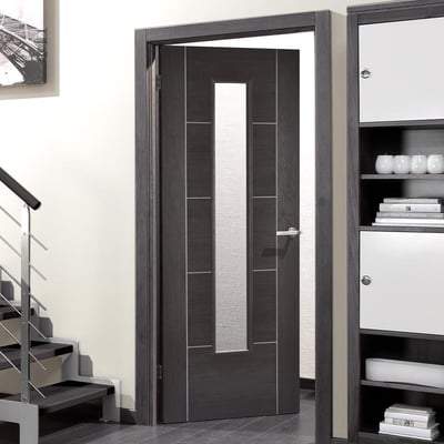 Vancouver Dark Grey Laminated 1 Glazed Clear Light Panel Interior Door - All Sizes-LPD Doors-Ultra Building Supplies