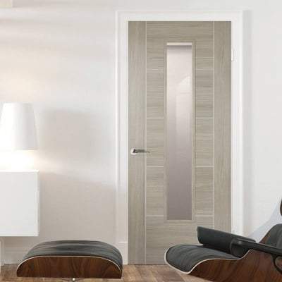 Vancouver Light Grey Laminated 1 Glazed Clear Light Panel Interior Door - All Sizes-LPD Doors-Ultra Building Supplies