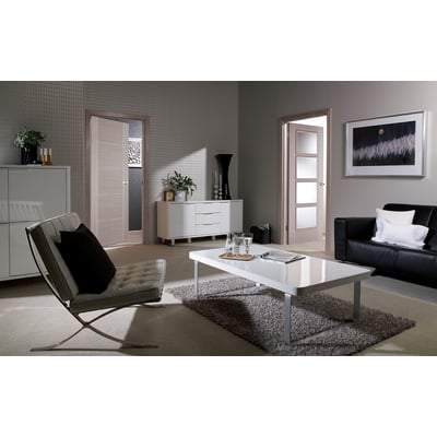 Vancouver Light Grey Pre-Finished 4 Glazed Clear Light Panels Interior Door - All Sizes-LPD Doors-Ultra Building Supplies