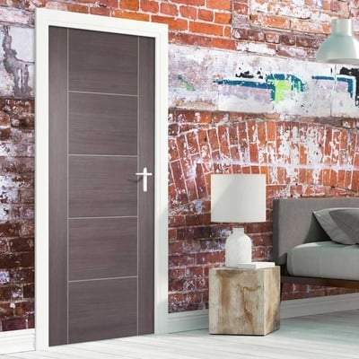 Vancouver Medium Grey Laminated 5 Panel Interior Fire Door FD30 - All Sizes-LPD Doors-Ultra Building Supplies