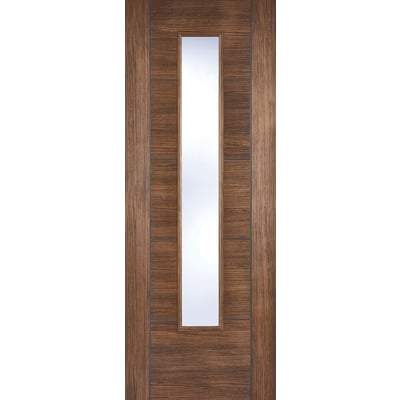 Vancouver Walnut Laminated 1 Glazed Clear Light Panel Interior Door - All Sizes-LPD Doors-Ultra Building Supplies
