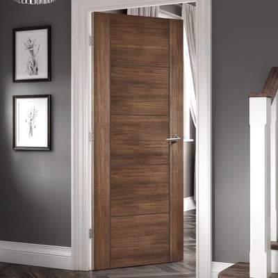 Vancouver Walnut Laminated 5 Panel Interior Fire Door FD30 - All Sizes-LPD Doors-Ultra Building Supplies