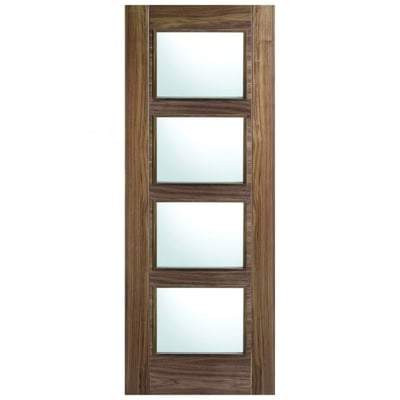 Vancouver Walnut Pre-Finished 4 Glazed Clear Light Panels Interior Door - All Sizes-LPD Doors-Ultra Building Supplies