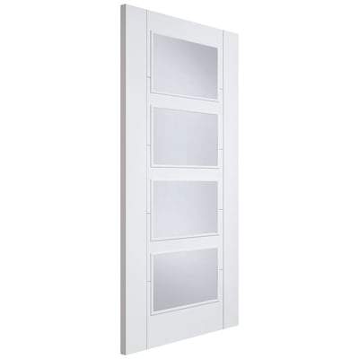 Vancouver White Primed 4 Glazed Clear Light Panels Interior Fire Door FD30 - All Sizes-LPD Doors-Ultra Building Supplies