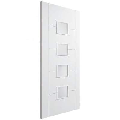 Vancouver White Primed 4 Glazed Frosted Light Panels Interior Door - All Sizes-LPD Doors-Ultra Building Supplies