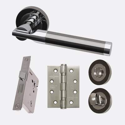 Vega Polished Chrome/Black Chrome Handle Hardware Pack-LPD Doors-Ultra Building Supplies