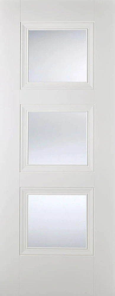 Amsterdam White Primed 3 Glazed Clear Bevelled Light Panels - All Sizes