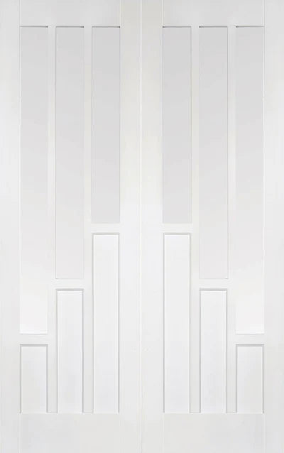 Coventry White Primed 6 Glazed Clear Light Panels Pair Interior Doors - All Sizes