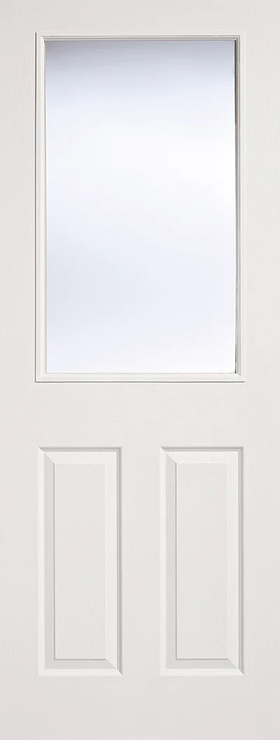 Moulded White Primed 1 Glazed Clear Light Panel Interior Door - All Sizes