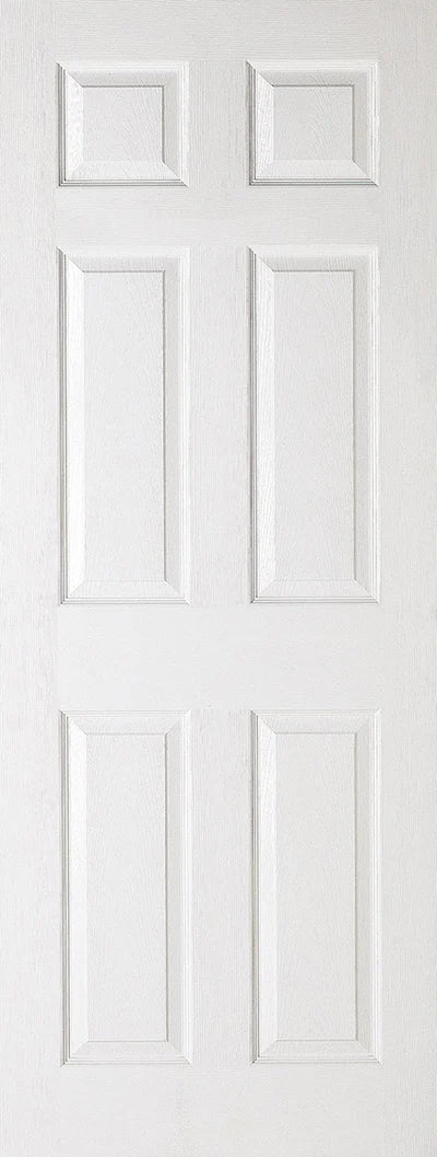 Moulded Textured White Primed 6 Panel Interior Door - All Sizes